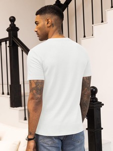 T-shirt en maille gaufrée coupe décontractée pour homme, mélange de coton premium, fournisseur de streetwear - Product Image 3
