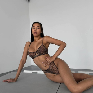 Ensemble deux pièces personnalisé Lism, style européen et américain, sexy, soutien-gorge et culotte unis, bretelles réglables, léger, maillot de bain bikini fin en maille sur le devant - Product Image 4