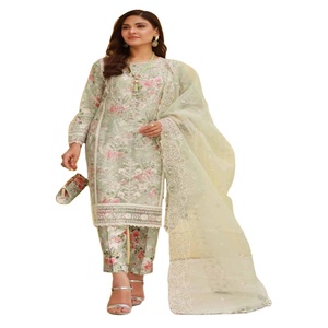 Venta de liquidación Vestido de fiesta para mujer Dr Haris Organza Shalwar Kamez Dupata Estilo indio pakistaní al por mayor - Product Image 1