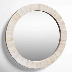 Round Wooden Frame Wall <b>Mirror</b> Modern Decorative Circular Design for Home Interior Modern <b>silver</b> bone wall Handmade <b>silver</b> inlay - Product Image 1