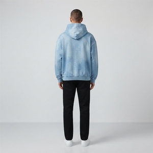 Sweat-shirt à capuche tie-dye surdimensionné pour homme, bleu dégradé, en molleton bouclette décontracté, coupe classique, pull à capuche tricoté pour l'automne - Product Image 5