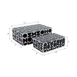 Elegant Black Bone Rectangle Pattern Jewelry Organizer <b>Box</b> Modern Luxury Living Room <b>Vanity</b> Storage Set - Product Image 2