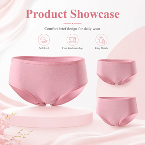 Paquete de 3 bragas de algodón para mujer, suaves y transpirables, de cintura alta, tallas grandes - Product Image 6