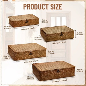 Seagrass <b>Storage</b> <b>Basket</b> Set of 4 with Lids Handmade <b>Storage</b> <b>Basket</b> Wholesale eco-friendly Made in Vietnam - Product Image 2