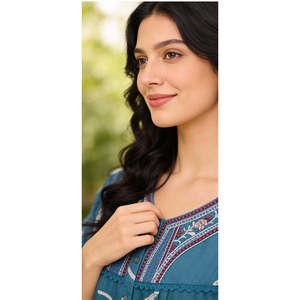 Camisón Largo Estampado Cómodo para Mujer Alpine, Mangas Cortas con Bolsillo Lateral Completo, Ropa de Dormir Suave - Product Image 1