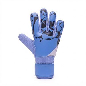 Gants de gardien de but de football à impression par sublimation bleue avec fermeture auto-agrippante, en PU respirant, protection complète des doigts, unisexe - Product Image 2