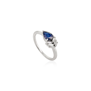 18K White Gold Pear Cut Pink Sapphire & Diamond Solitaire Statement Ring - Product Image 4