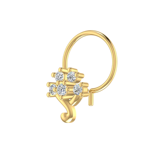 Pince-nez ethnique pour femme en or jaune 14 carats, motif Serene Bloom, 0,097 ct, 0,11 g - Product Image 5