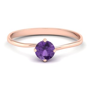 Bague de fiançailles REYES sur mesure en or massif 14 carats avec diamant certifié IGI, taille ronde, 0,5 carat, améthyste, bijoux fins - Product Image 5
