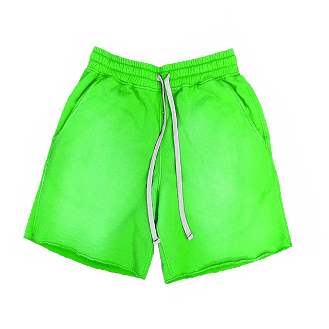 Custom Unisex Blue Washed Sweat Shorts Raw Edge French Terry