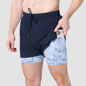 <b>Men</b> 2 In 1 Gym <b>Shorts</b> <b>Compression</b> Liner Running Workout <b>Shorts</b> Quick Dry Fitness <b>Shorts</b> With Phone Pocket OEM Bulk - Product Image 2