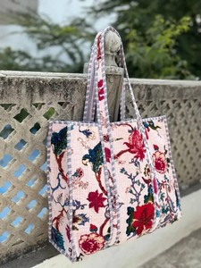 Handcrafted Quilted Tiger Print Tote <b>Bag</b>, Large Velvet Carryall, <b>Boho</b> Shopper Shoulder <b>Bag</b> - Product Image 2