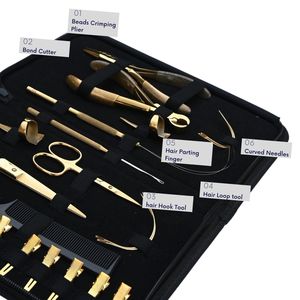 Baber Hair Extension Tools Kit Stainless Steel Microbeads Crimping Plier Pulling Hook Loop Tool Barber Scissor Bond <b>Cutter</b> Set - Product Image 4