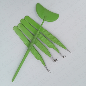 Professional Green Diamond Grip Stainless Steel Eyelash Extension Tweezers Pointed Tip Mirror Handle Sustainable Lash <b>Tool</b> - Product Image 5