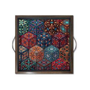 Textile Printed Tone Design Available <b>Square</b> Wooden Serving Trays for <b>Dinning</b> <b>Table</b> Home and Office Multipurpose Available - Product Image 1
