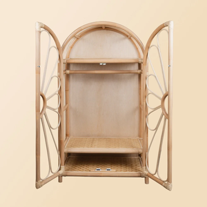 Armoire de rangement pour enfants en rotin naturel vintage - armoire à jouets pour enfants - Product Image 3