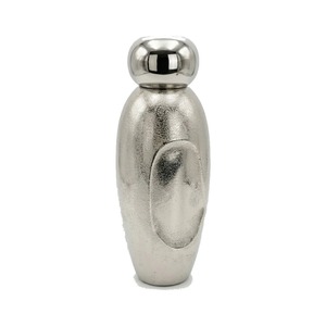 Silver Cast Aluminium Sculptural Urn Vase Decorative Lidded <b>Jar</b> Modern Metal Tabletop Wedding Home Decor Centerpiece Handmade - Product Image 1