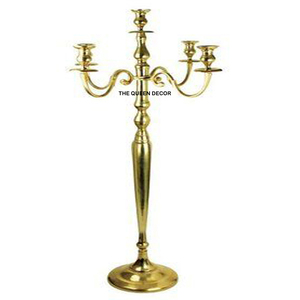 Aluminum <b>Candelabras</b> Table Centerpiece for Wedding and Home Decoration Luxury Golden High End Quality 5 Arm Crystal Votive - Product Image 4