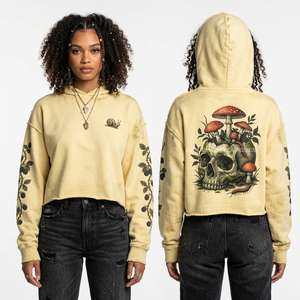 Sweat à capuche polaire pour femme violet 400 GSM, motif crâne galaxie, impression personnalisée des phases lunaires sur les manches, effet vieilli, coupe oversize, motif nébuleuse spatiale - Product Image 2