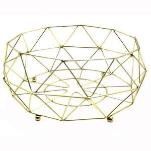 Hot Sale Golden Metal Wire Fruit <b>Basket</b> Stand Modern Farmhouse Tabletop Organizer for Kitchen Dining Counter Fruits <b>Food</b> Storage - Product Image 1