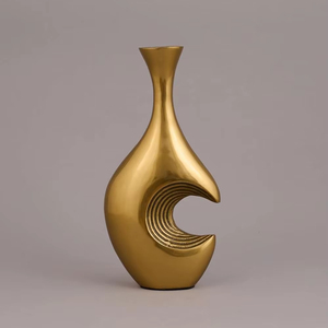 Home Decor Hangout <b>Gold</b> Aluminium Handcrafted Flower Vase Elegant Decorative Accent for Living Room Bedroom & Office - Product Image 1