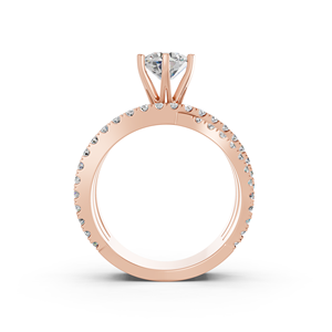 Bague de fiançailles Zota Jewel en or rose 14 carats avec diamant de laboratoire taille brillant 0,90 carat certifié IGI, luxe pour femme, anniversaire de mariage - Product Image 2