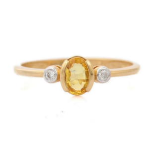 18K Yellow Gold Sapphire Engagement <b>Ring</b> with VVS2 <b>Diamond</b> - Product Image 1