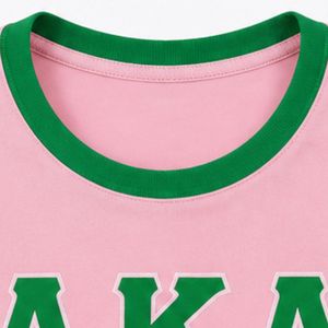 Camiseta Rosa y Verde con Rayas Laterales para Mujer, Top Casual de Manga Corta, Cuello Redondo, Estilo Urbano, Ropa de Uso Diario - Product Image 6