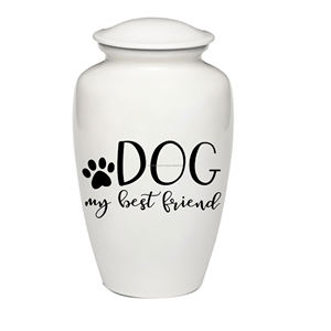 Urna para mascotas de estilo americano de 7 pulgadas de alta calidad, Memorial funerario clásico brillante blanco con logotipo de gato bonito, precio de fábrica - Product Image 5