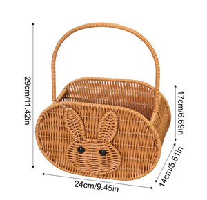Handwoven Rattan Bunny Basket with Handle Cute Rabbit <b>Wicker</b> Storage <b>Bag</b> for Kids, Easter Gift Basket, Picnic from Vietnam - Product Image 2