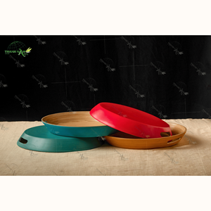 Plateau de service en bambou personnalisé, écologique, élégant, motif bois, léger, facile à nettoyer, sans danger pour les aliments, service traiteur de luxe - Product Image 6