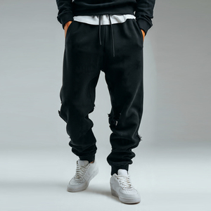 Baggy Distress Jogger Sweatpants Men High Drawstring Waist Distressed Trouser Pajama Men Oversize Distress Sweatpants Men's - Product Image 6