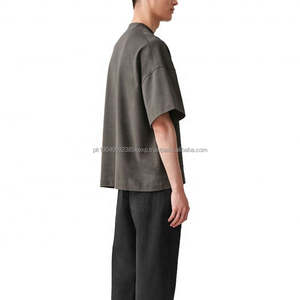 Fabricant OEM, vente en gros d'usine, t-shirt personnalisé à logo brodé, streetwear, épaules tombantes, t-shirt uni épais personnalisé - Product Image 4