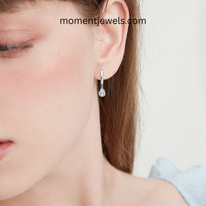 Elegant S925 <b>Silver</b> Moissanite <b>Drop</b> <b>Earrings</b> Sparkling Round Cut Droplet <b>Earrings</b> for Women Fashion Accessories - Product Image 2