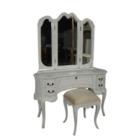 Vente chaude Commodes Ensembles de coiffeuse blanche avec miroir et tabouret Table de vanité pour meubles de chambre à coucher de reproduction antique