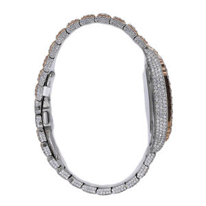 Montre pour homme en acier inoxydable à quartz, cadran en verre, style hip-hop, haute brillance, avec moissanite incrustée, bracelet de 20 mm - Product Image 3