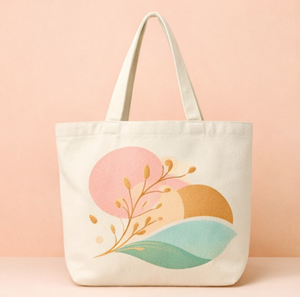 Sac fourre-tout en toile de coton personnalisé grand format pour courses, avec poignée longue pour femme - Product Image 1
