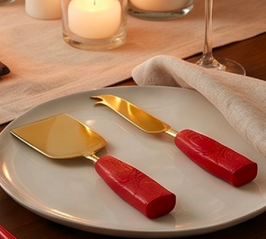 Red <b>Cheese</b> <b>Knife</b> <b>Set</b> Stainless Steel Handle Durable Sharp Perfect For <b>Cheese</b> Pizza Flatware And Kitchen Use Hotel And Restaurant - Product Image 4