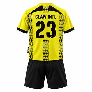 Camiseta de Fútbol para Hombre Claw Intl, Amarilla y Negra, Cuello en V, Manga Larga, Sublimada, Poliéster que Absorbe la Humedad, Corte Regular, Ajustable - Product Image 2