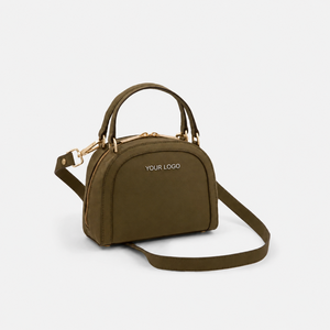 Sac bandoulière pour femme en cuir de tomate bio avec logo personnalisé, poignée supérieure, fermeture éclair, forme coquille, intérieur - Product Image 1