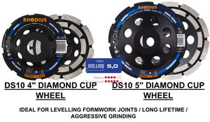 Meule diamantée RHODIUS DS10 |   Disque de meulage pour béton, pierre et maçonnerie |   Roue à double rangée PROline - Product Image 1