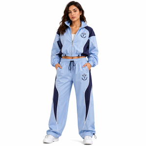 Conjunto de Chaqueta Cortavientos con Logotipo Personalizado, Chaqueta con Cierre y Logotipo en el Pecho, Pantalones Anchos, Ropa Deportiva OEM - Product Image 2