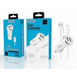 Chargeur de voiture S&N 3.0A double USB intelligent pour Lightnic - Product Image 1