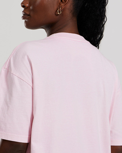 Camiseta de Punto de Manga Corta Rosa para Mujer, Cuello Redondo, Corte Holgado, Transpirable, Informal, para Uso Diario en Todas las Temporadas, Color Sólido - Product Image 3