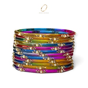 Brazaletes de Cristal Multicolores con Diseño de Gotas de Lluvia de Cachemira para Fiestas, Decorativos, Chapados en Oro, con Piedras de Cristal para Mujeres, Aniversario - Product Image 2
