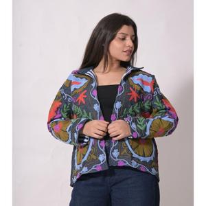 Lavinas Denim Woven Breathable Hand Embroidery Floral <b>Pattern</b> Eco-Friendly Winter Boho Long Sleeve Designer Party Wear <b>Jacket</b> - Product Image 2