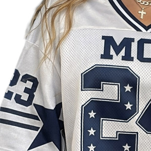Jersey de Fútbol Americano para Mujer, Estilo Streetwear, con Logotipo Personalizado, Malla Corta, Talla Grande, Calidad Premium, Fabricante al por Mayor, OEM - Product Image 5