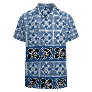 Chemise en polyester extensible personnalisée par sublimation OEM, chemise tribale polynésienne pour hommes, chemise hawaïenne de boutique - Product Image 1