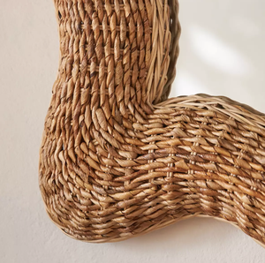 Espejo de Pared de Mimbre Ondulado, Marco de Mimbre Hecho a Mano, Espejo Decorativo Boho Natural para el Hogar, Sala de Estar, Dormitorio - Product Image 3