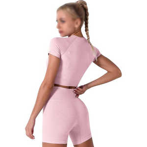 Conjunto Deportivo de Verano en Oferta, 2 Piezas, Shorts de Ciclismo, Ropa de Yoga para Mujer, Marca Twin City - Product Image 1